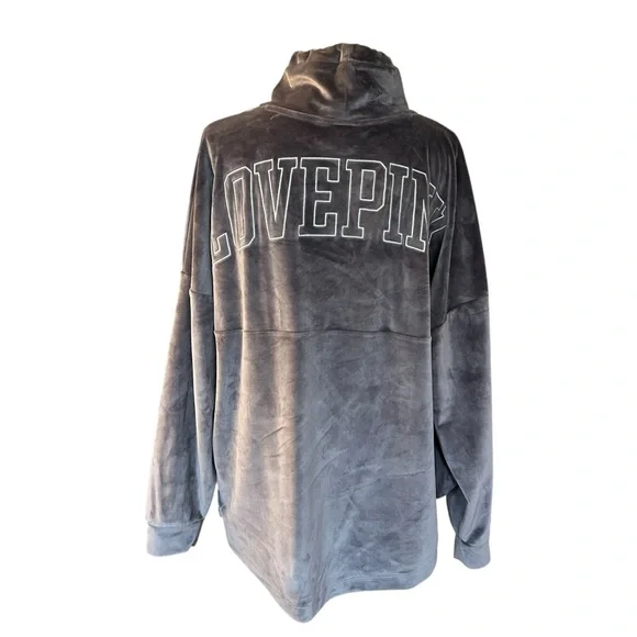 Victoria’s Secret PINK Varsity Velour Cowl Neck Relaxed Fit Tunic Top SZ Medium - Picture 6 of 9